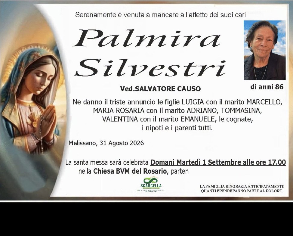 Necrologio di Palmira Silvestri