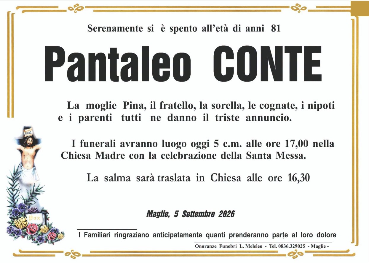 Necrologio di Pantaleo Conte