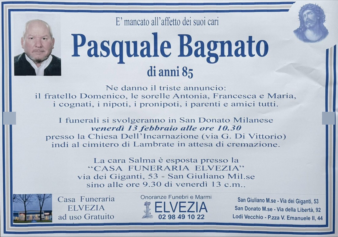 Necrologio di Pasquale Bagnato