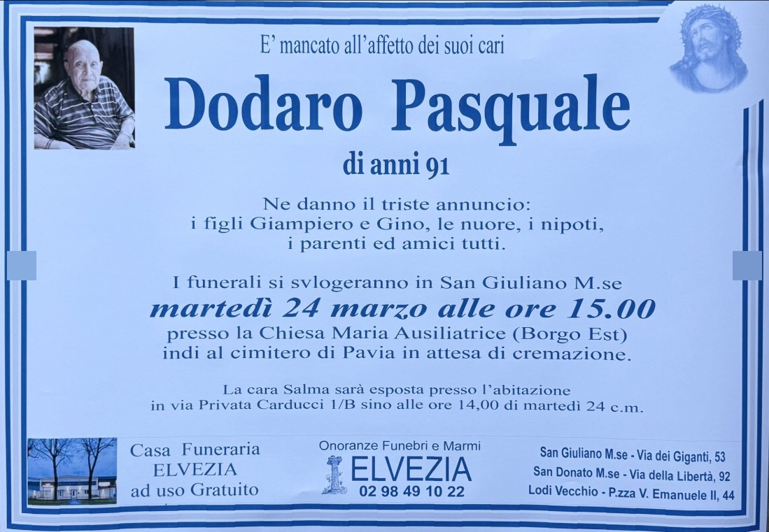 Necrologio di Pasquale Dodaro
