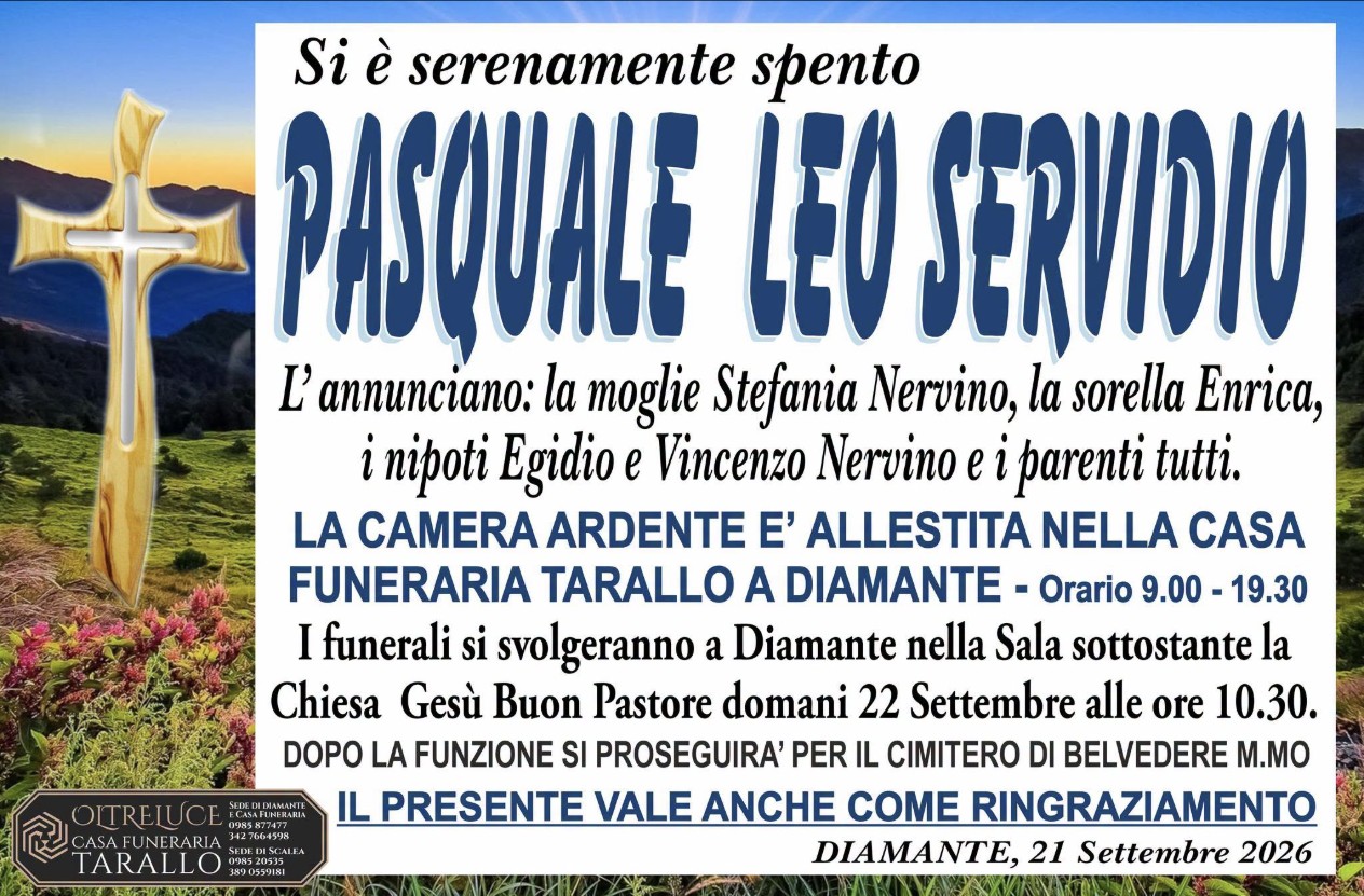 Necrologio di Pasquale Leo Servidio