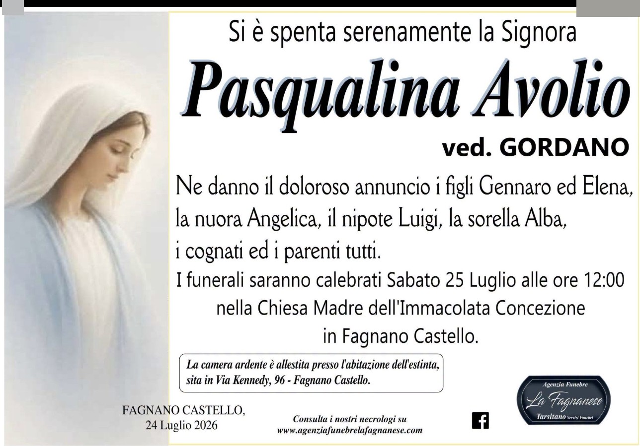 Necrologio di Pasqualina Avolio