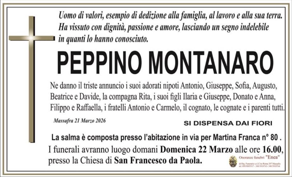 Necrologio di Peppino Montanaro