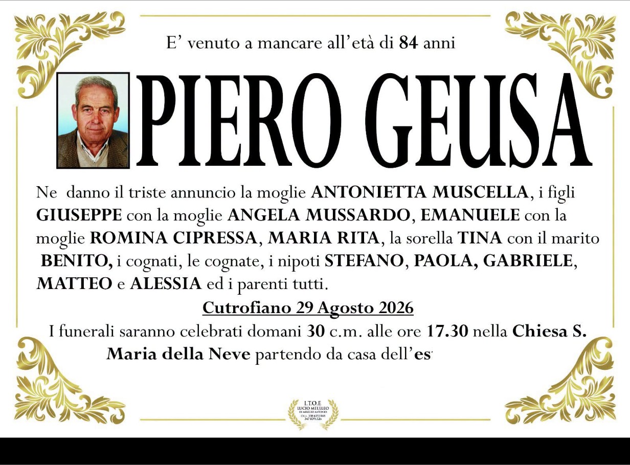 Necrologio di Piero Geusa
