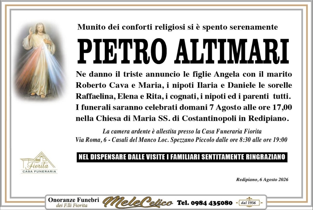 Necrologio di Pietro Altimari