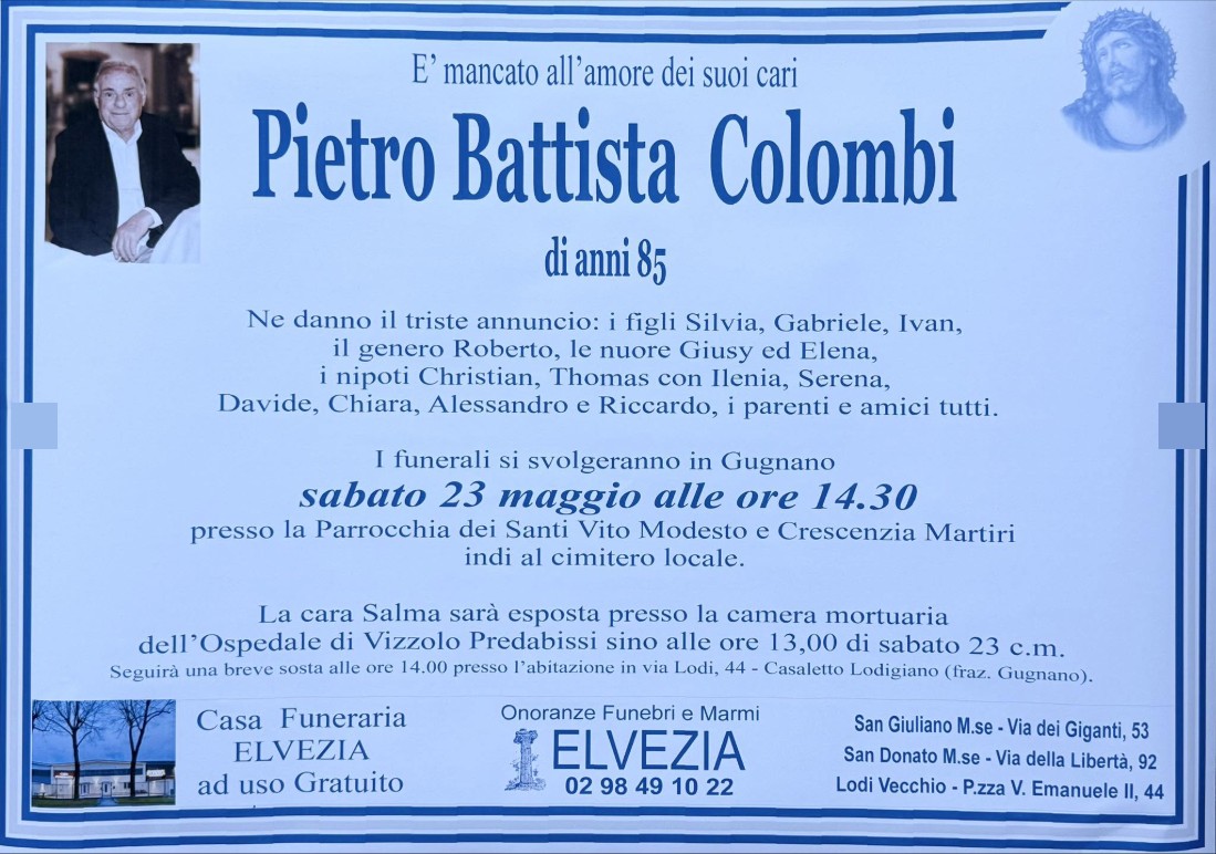 Necrologio di Pietro Battista Colombi