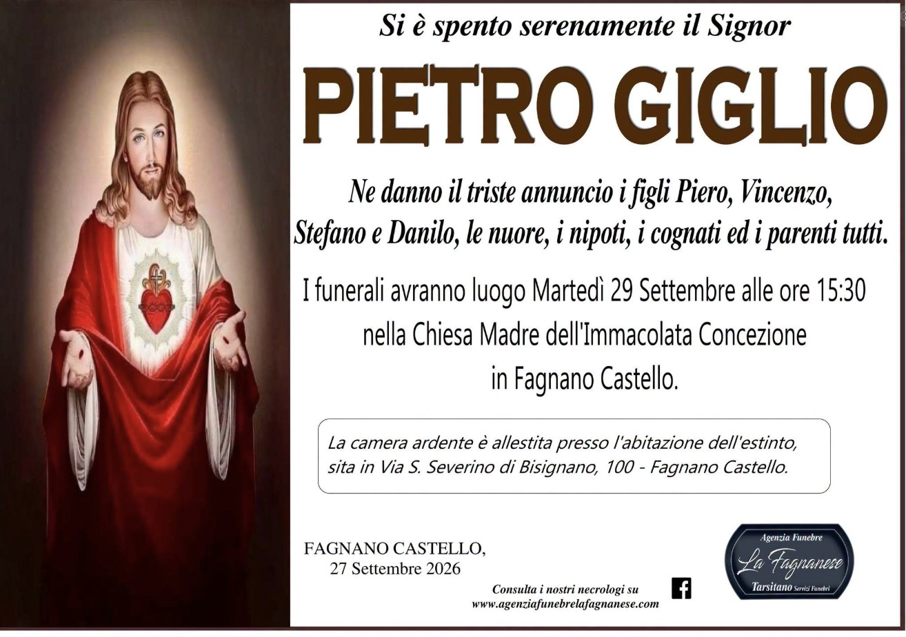 Necrologio di Pietro Giglio