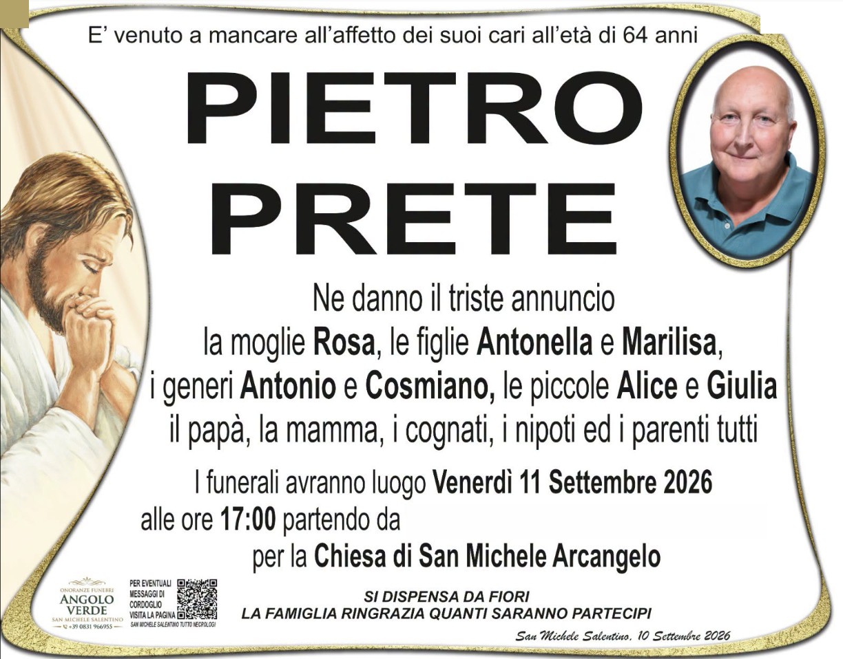 Necrologio di Pietro Prete