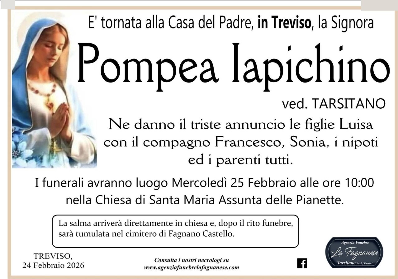 Necrologio di Pompea Iapichino