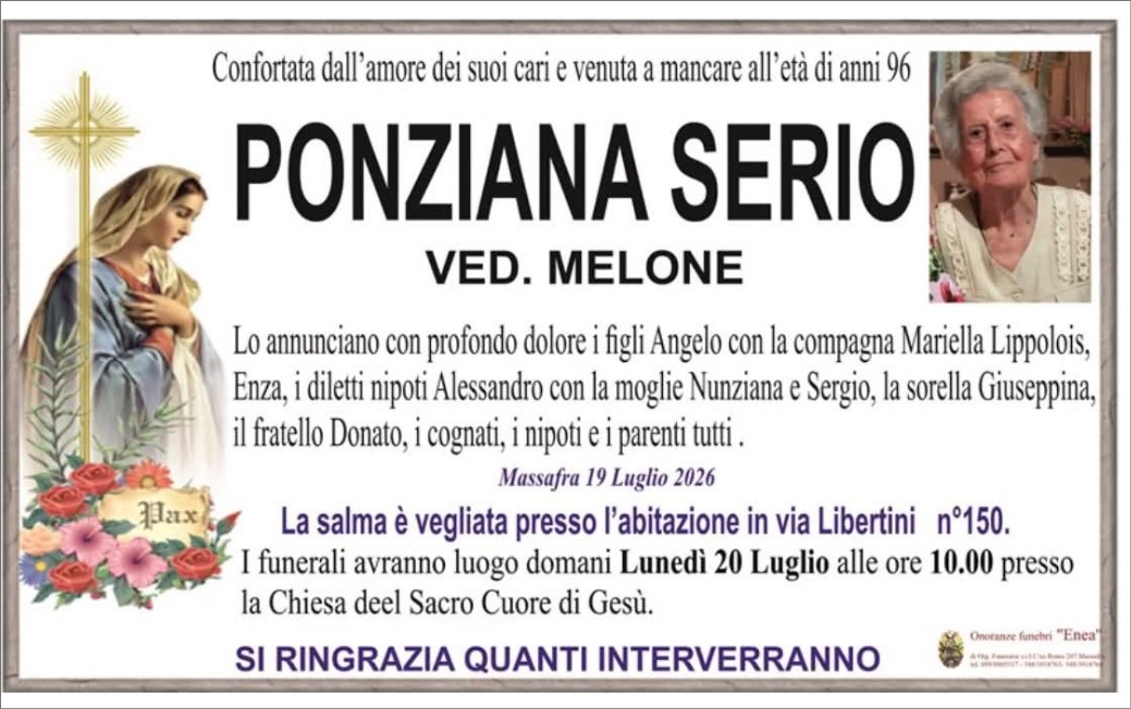 Necrologio di Ponziana Serio