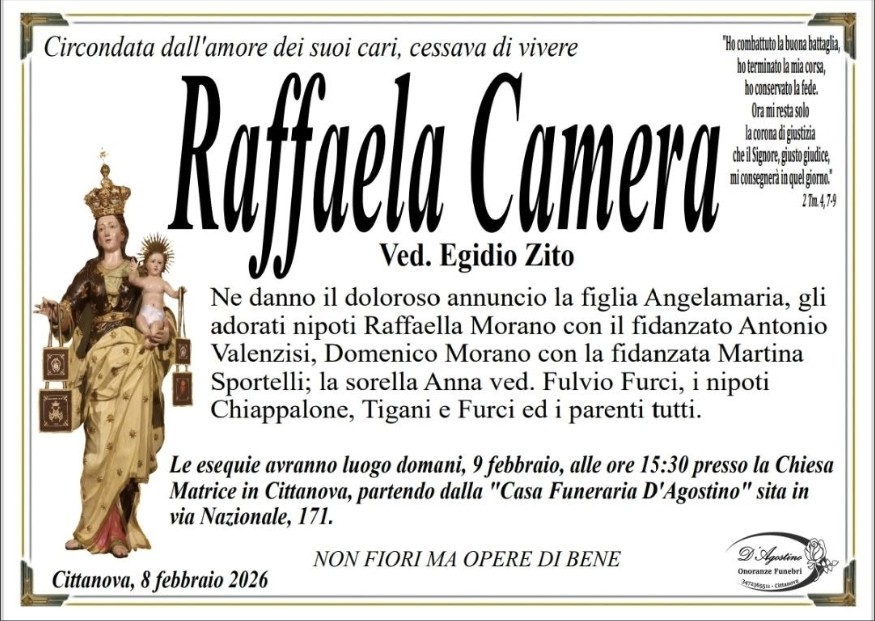 Necrologio di Raffaela Camera