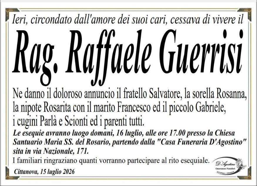 Necrologio di Raffaele Guerrisi