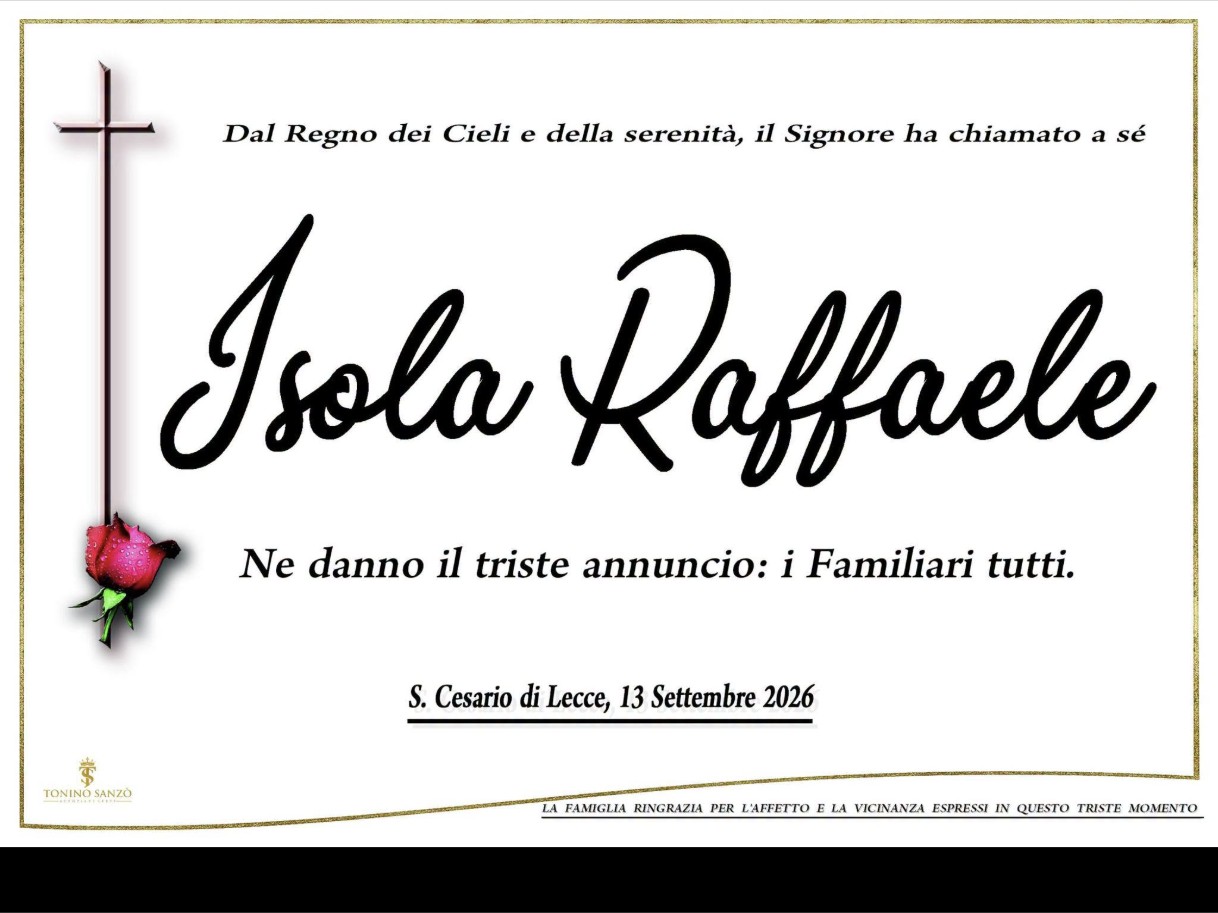Necrologio di Raffaele Isola