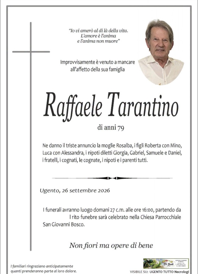 Necrologio di Raffaele Tarantino