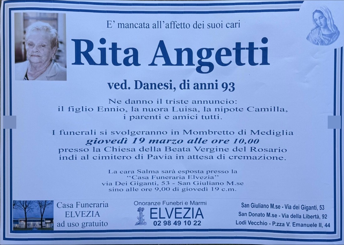 Necrologio di Rita Angetti