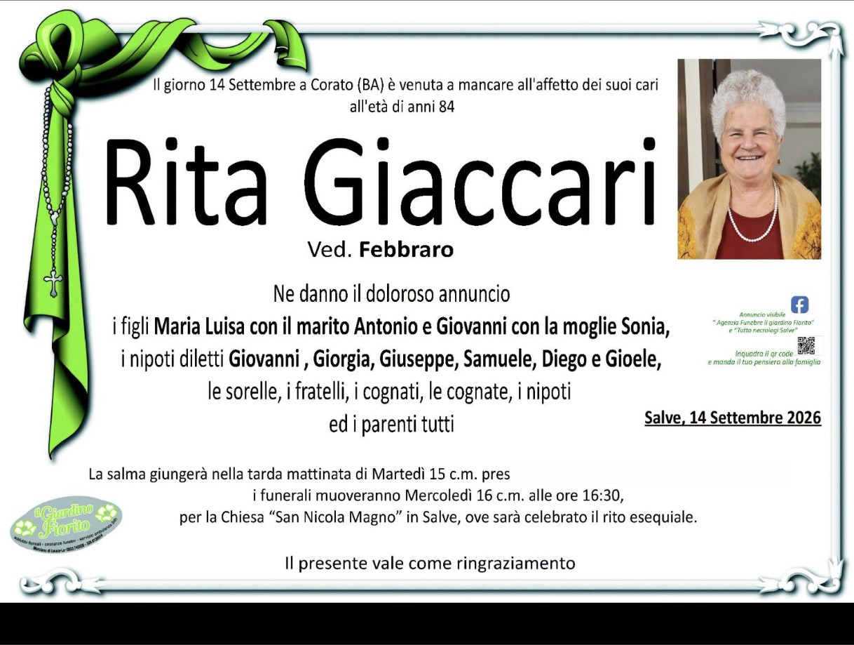 Necrologio di Rita Giaccari