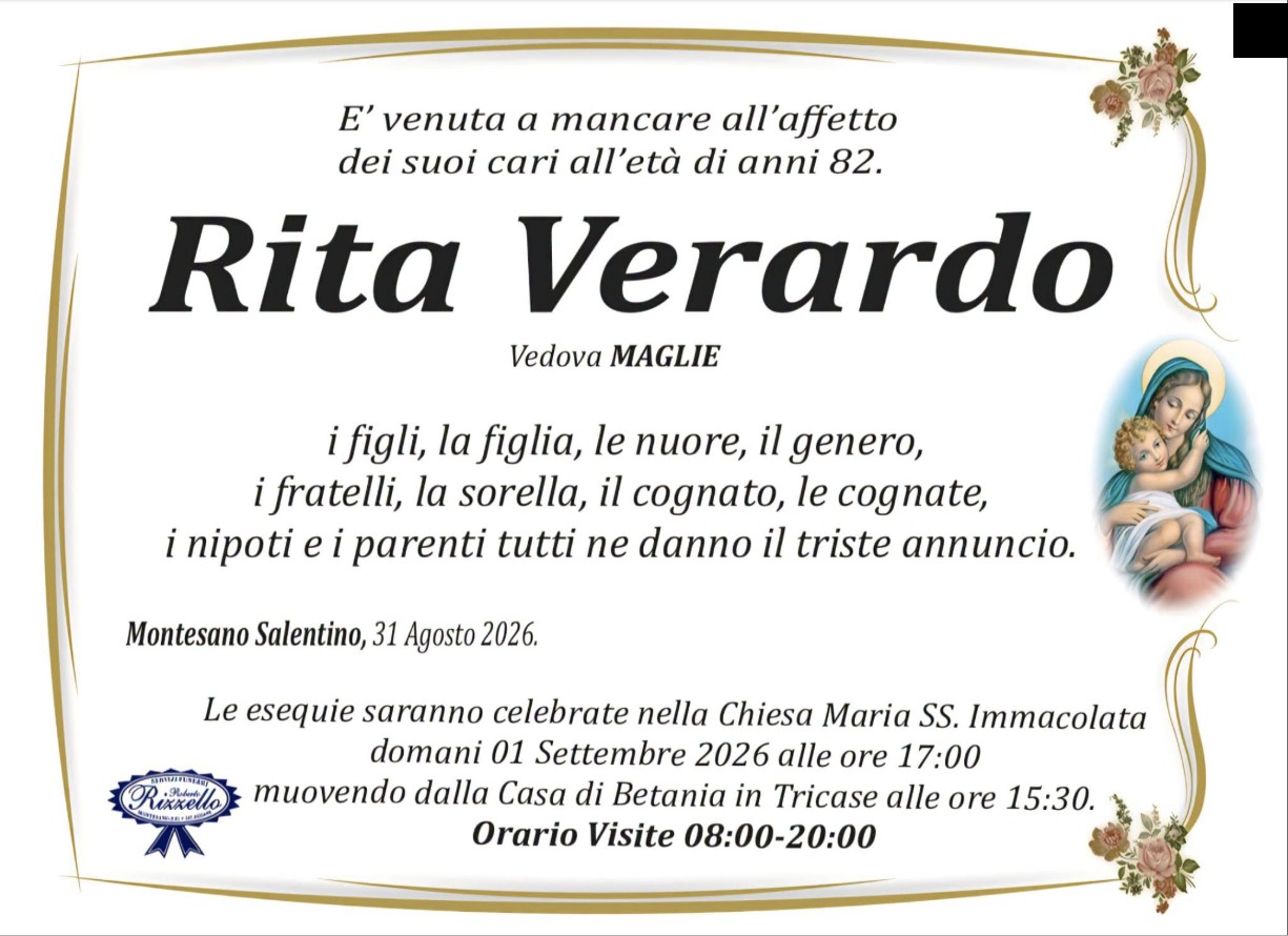 Necrologio di Rita Verardo