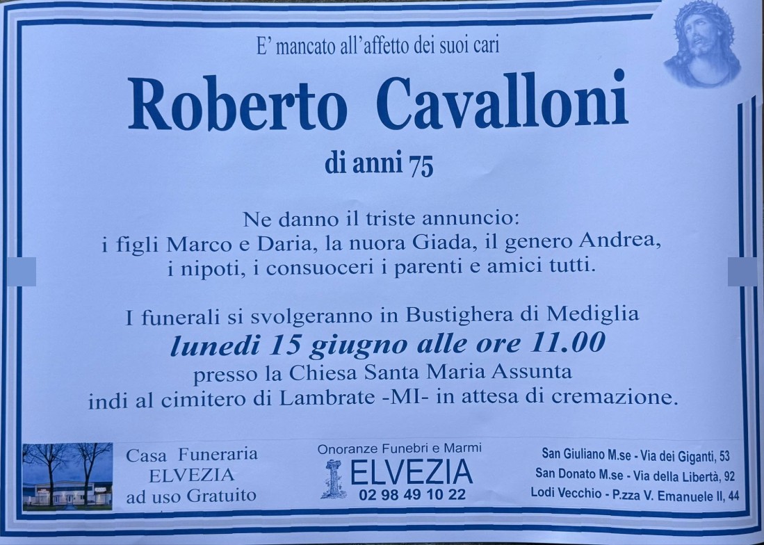 Necrologio di Roberto Cavalloni