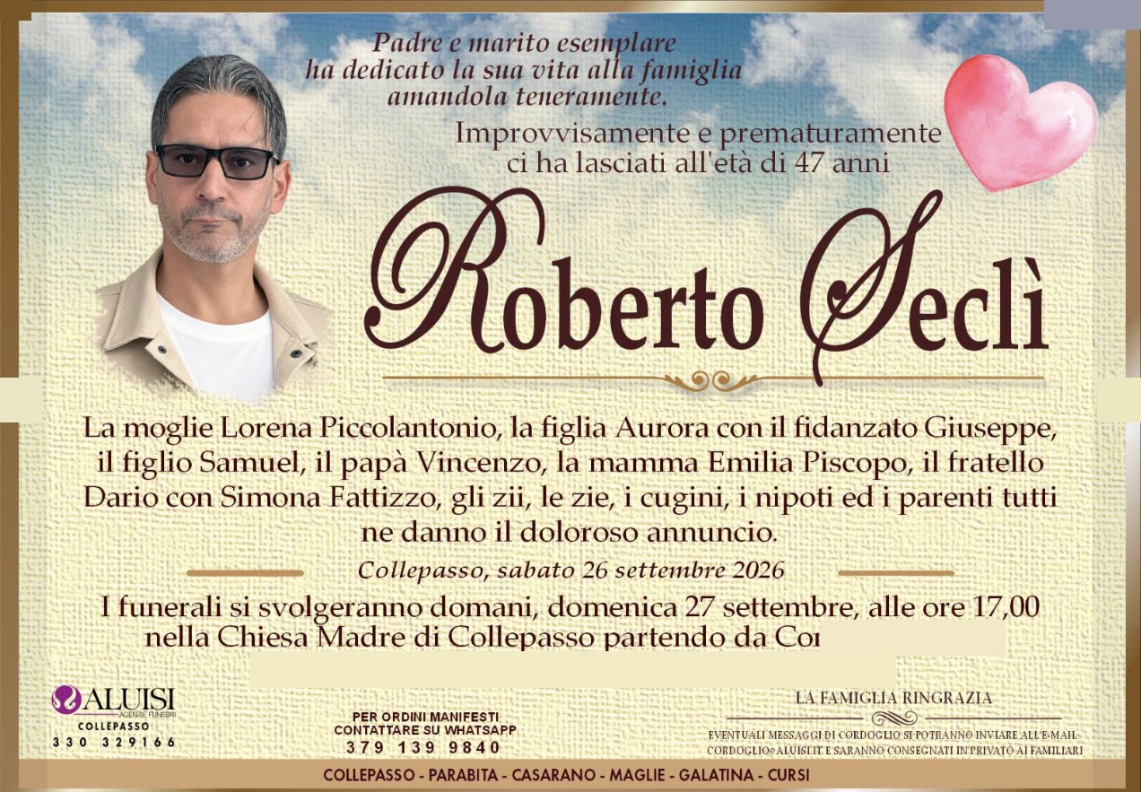 Necrologio di Roberto Seclì