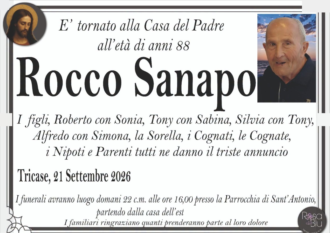 Necrologio di Rocco Sanapo