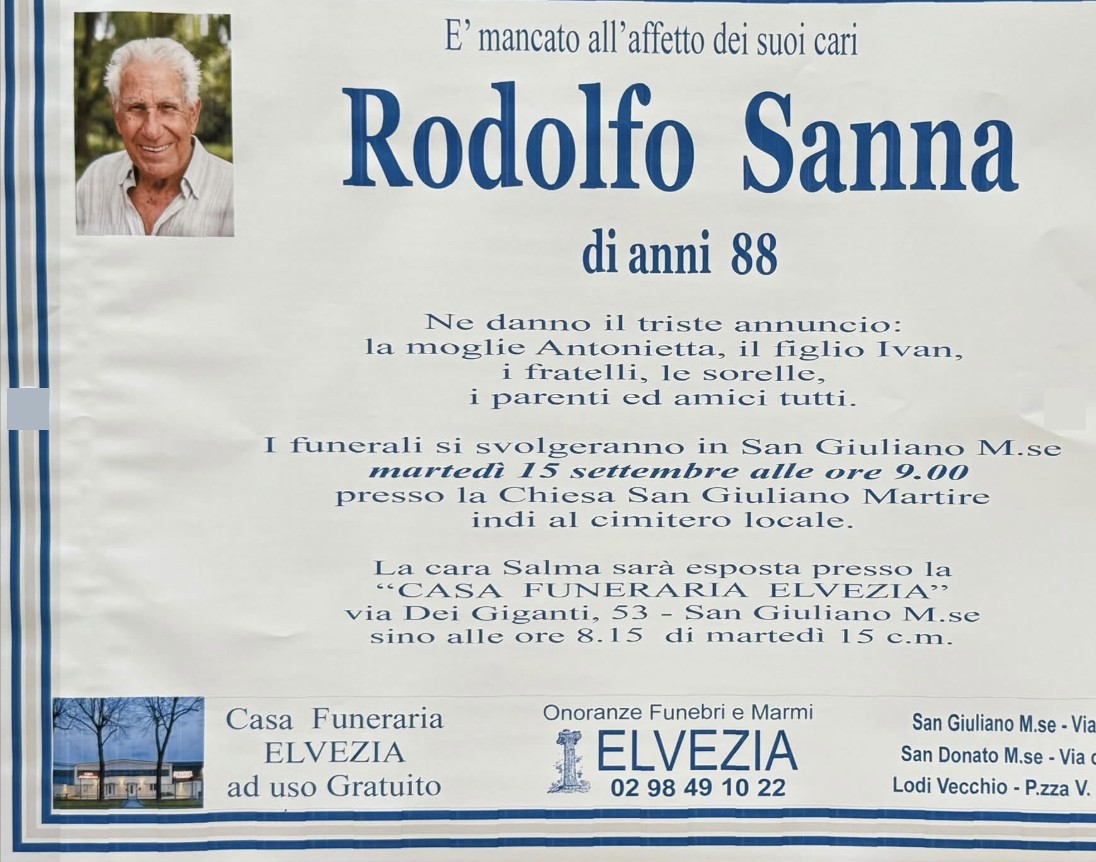 Necrologio di Rodolfo Sanna