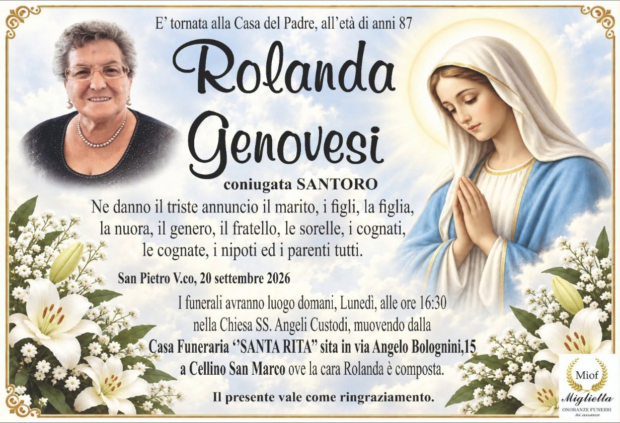 Necrologio di Rolanda Genovesi