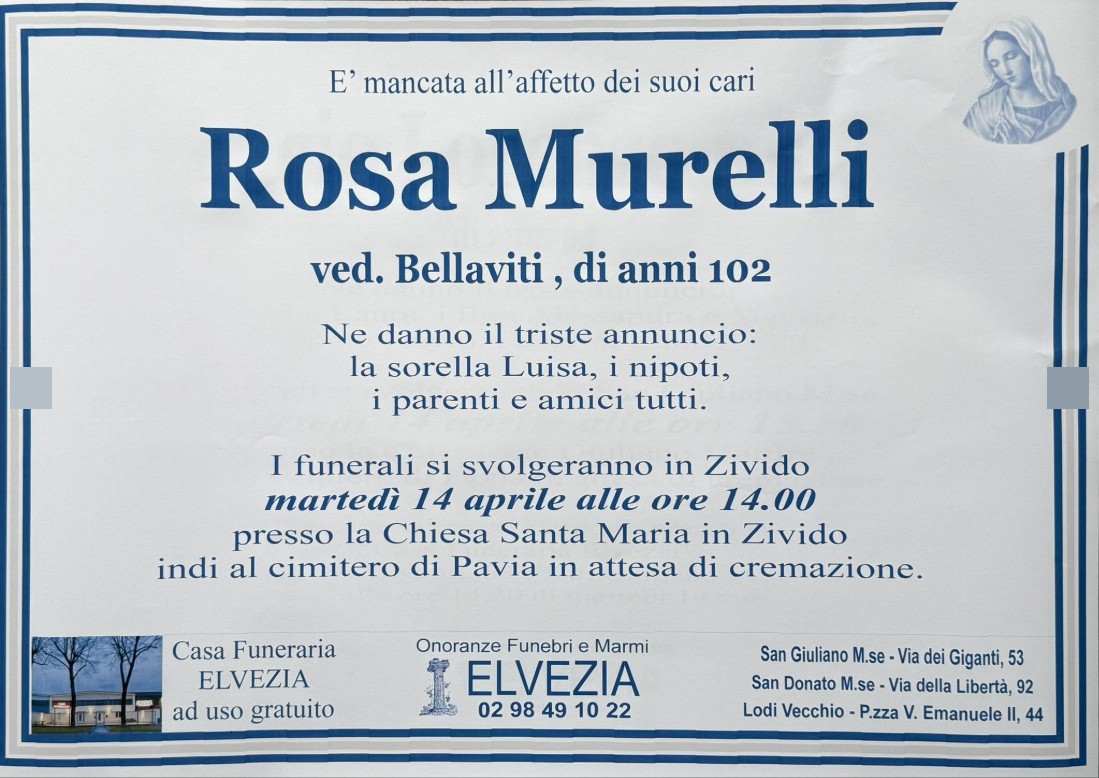 Necrologio di Rosa Murelli
