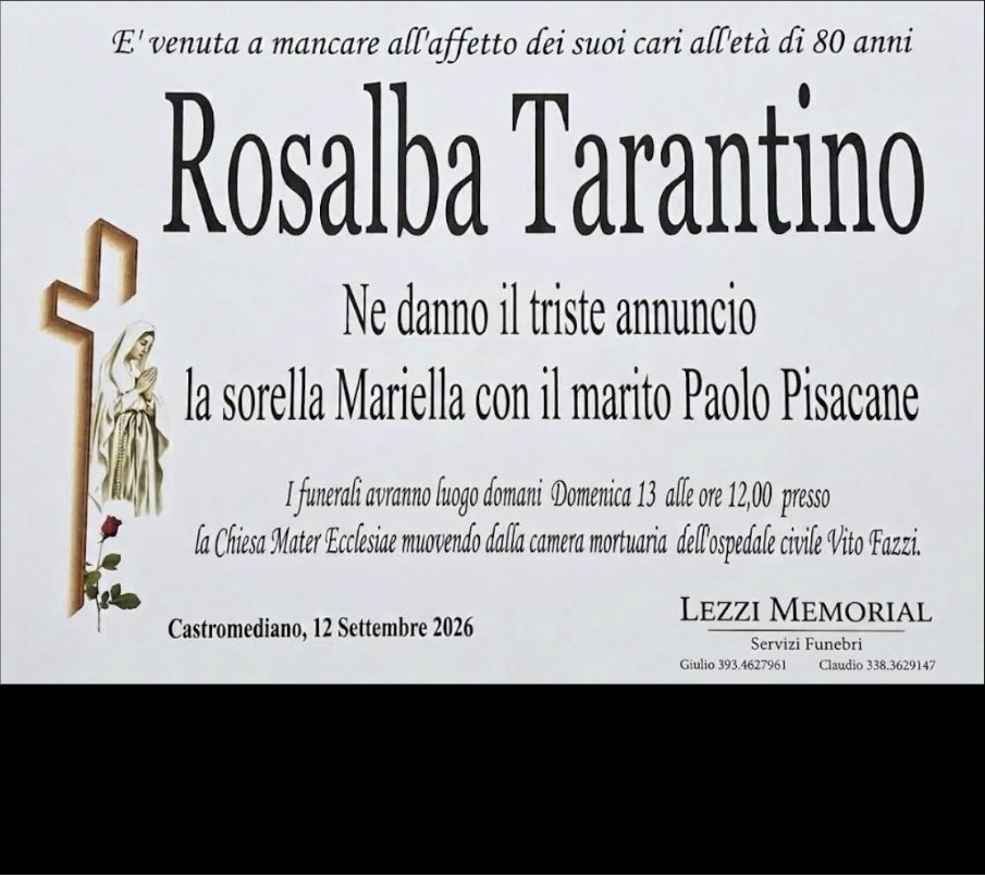 Necrologio di Rosalba Tarantino
