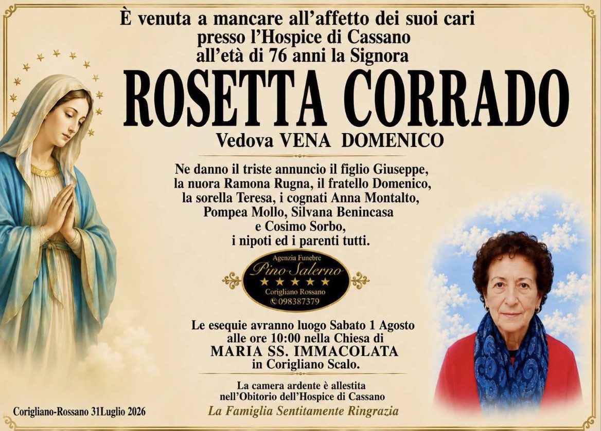 Necrologio di Rosetta Corrado