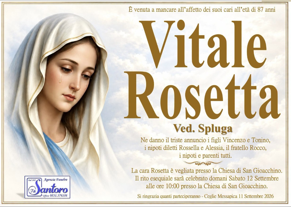 Necrologio di Rosetta Vitale