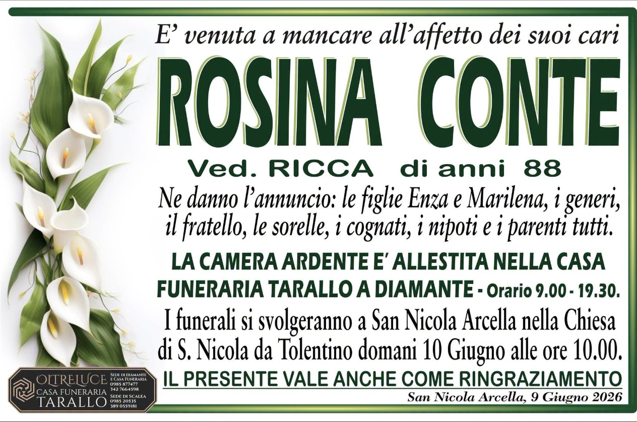 Necrologio di Rosina Conte