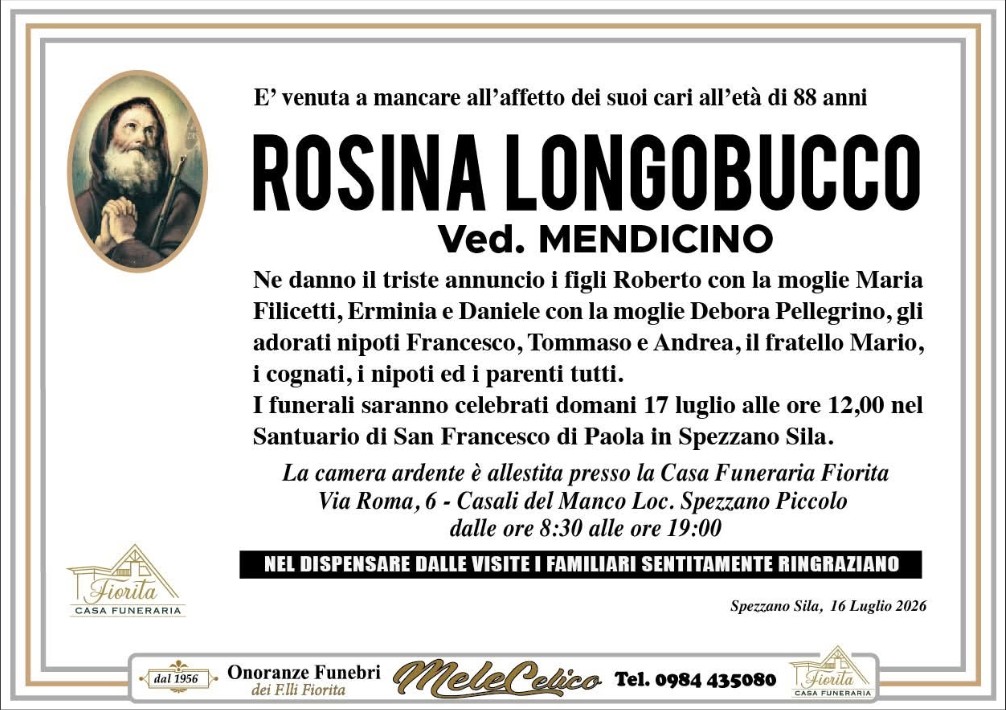 Necrologio di Rosina Longobucco