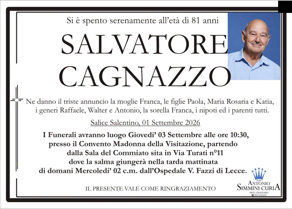 Necrologio di Salvatore Cagnazzo