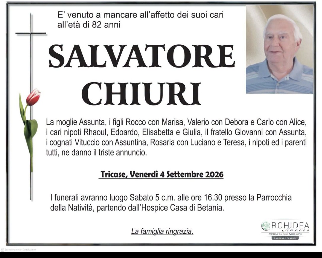 Necrologio di Salvatore Chiuri