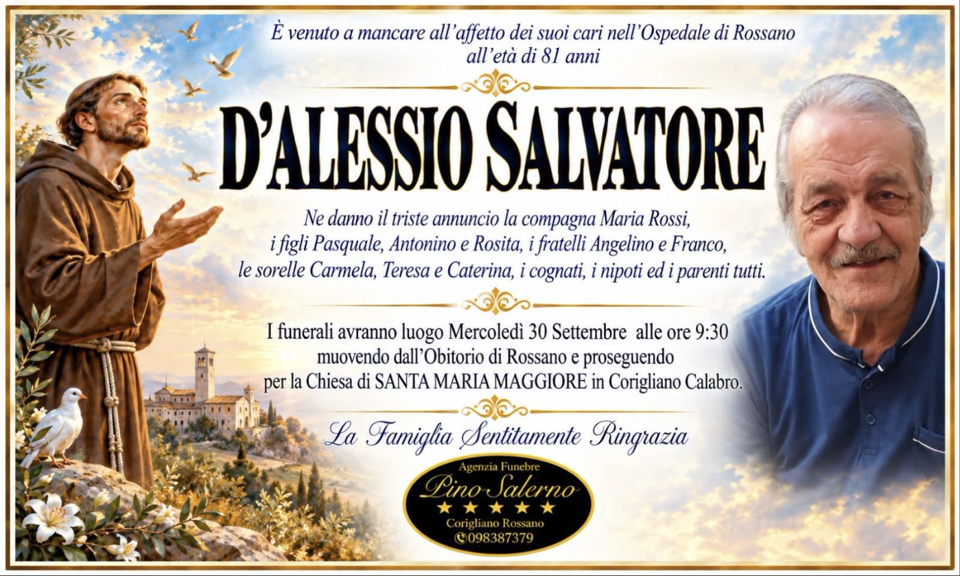 Necrologio di Salvatore D'Alessio