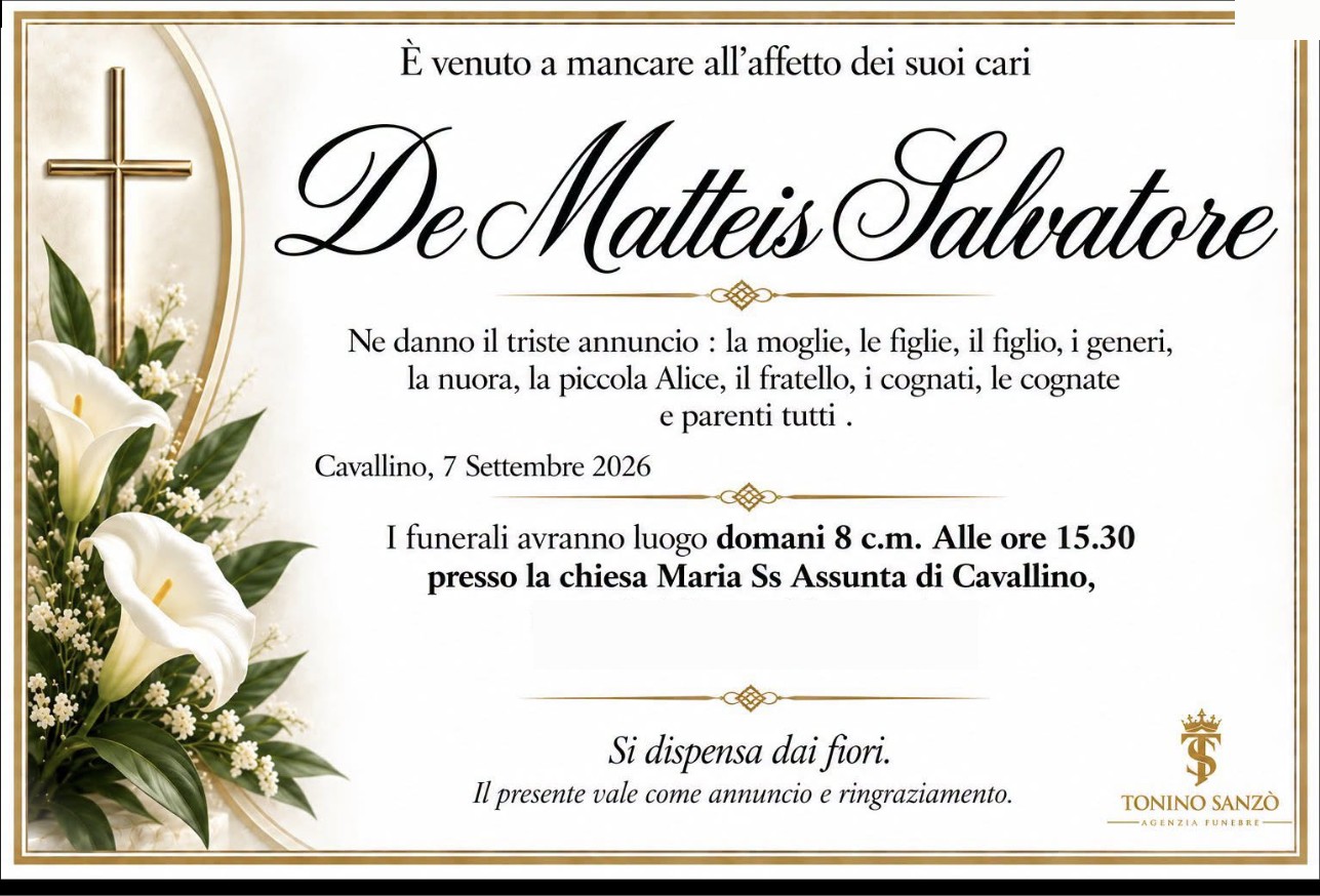 Necrologio di Salvatore De Matteis