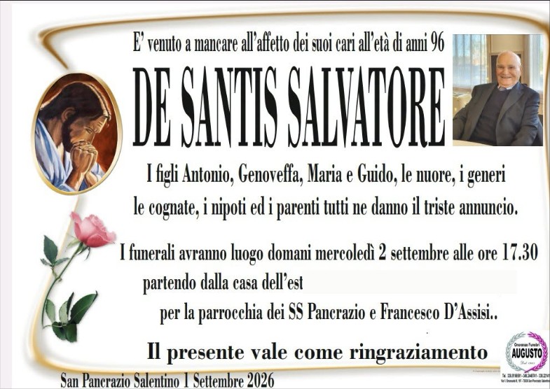 Necrologio di Salvatore De Santis