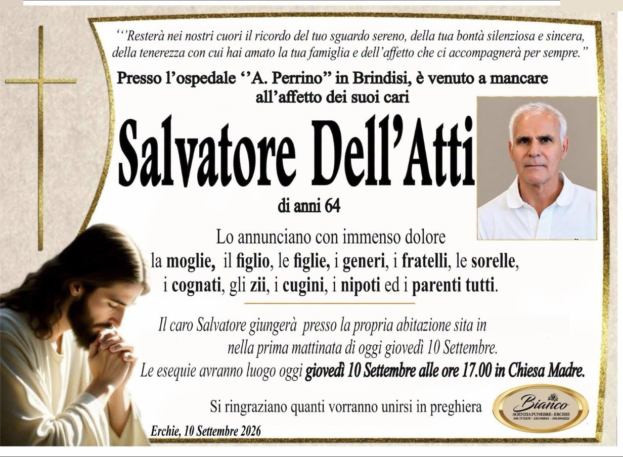Necrologio di Salvatore Dell'Atti