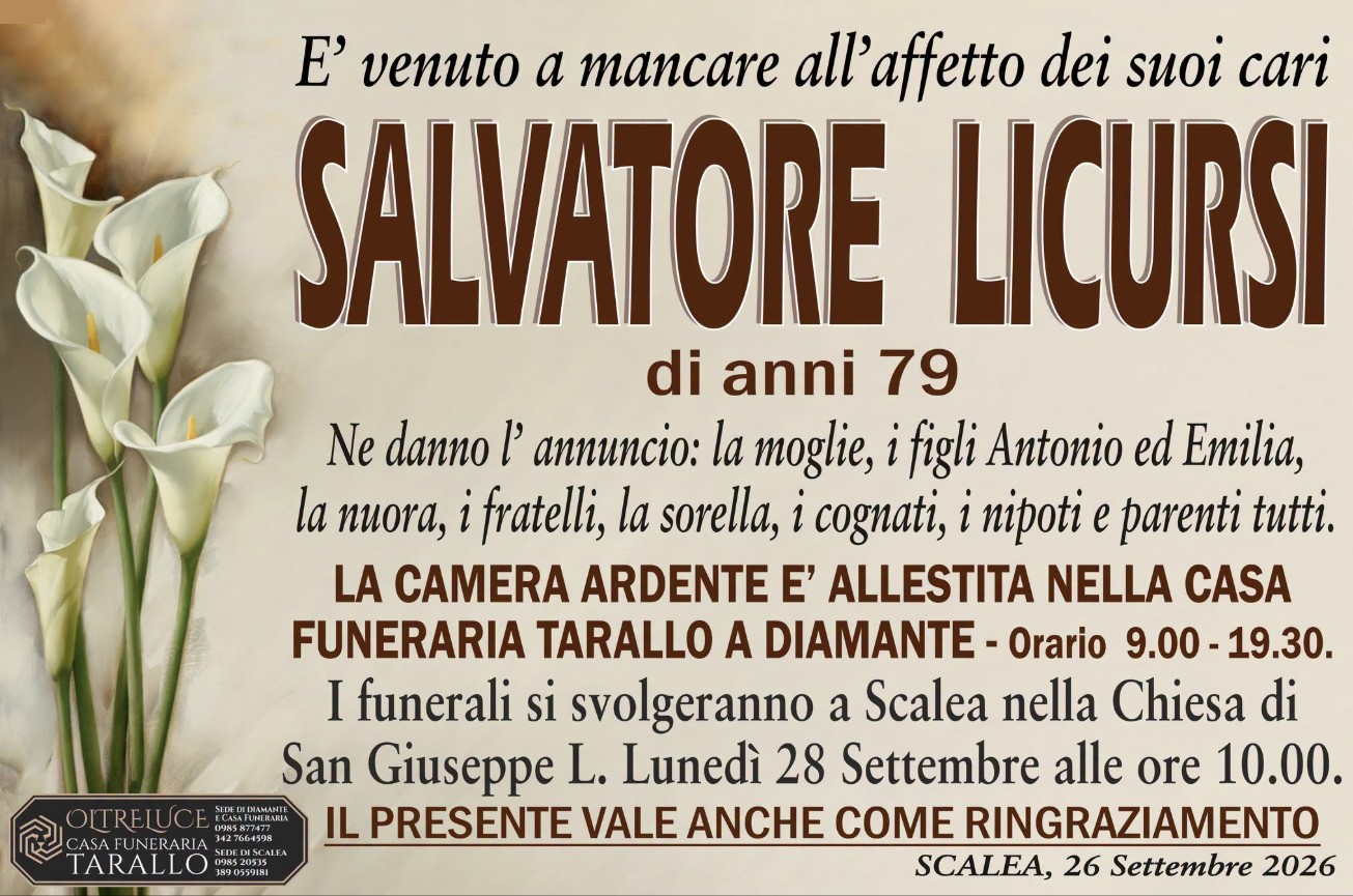 Necrologio di Salvatore Licursi