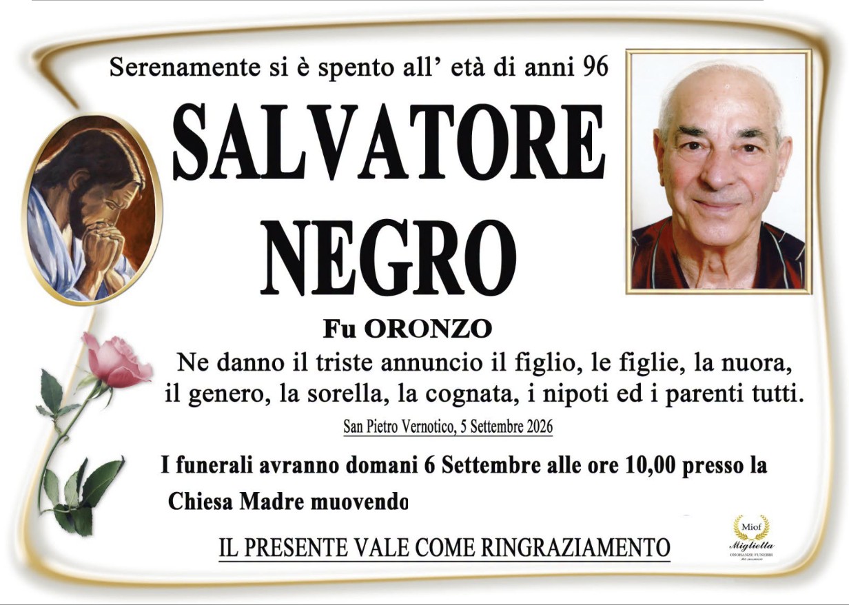 Necrologio di Salvatore Negro