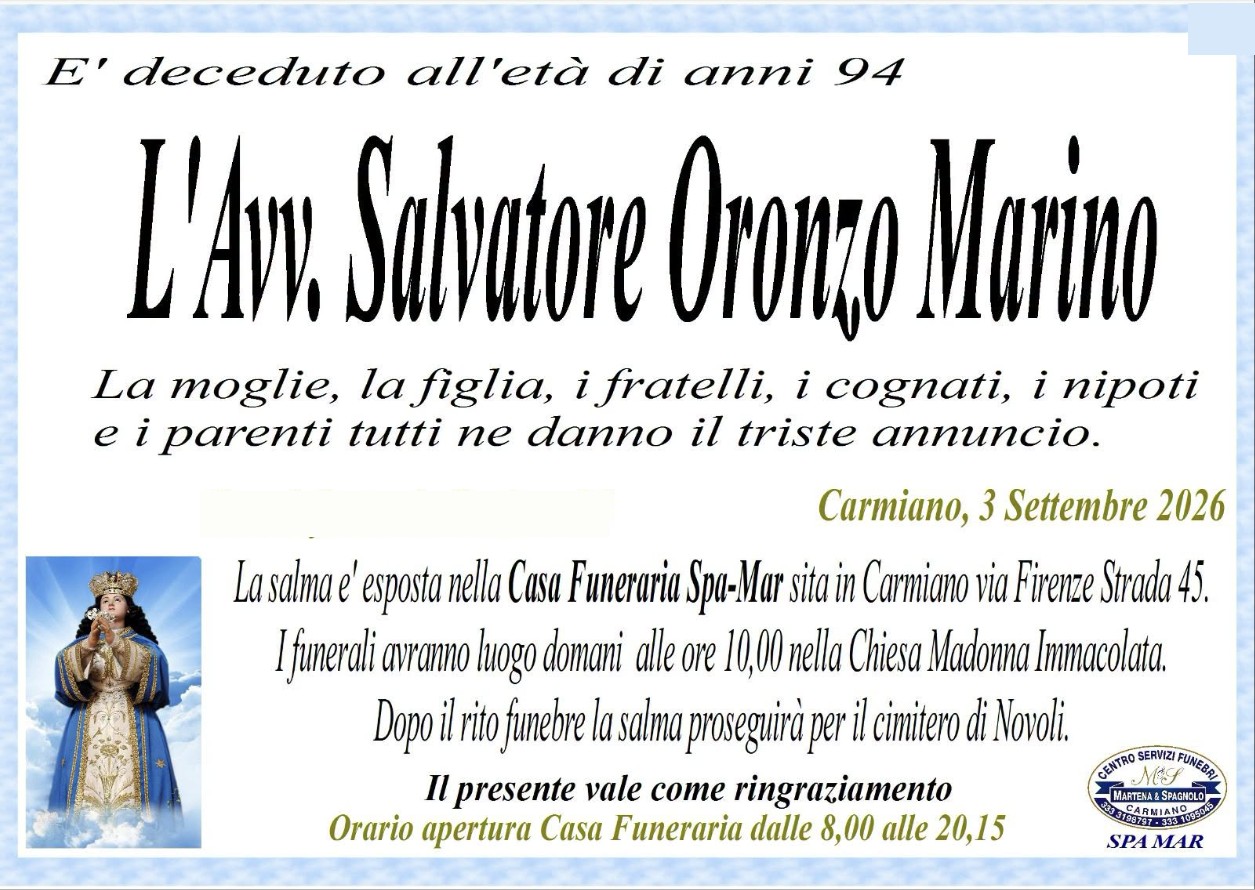 Necrologio di Salvatore Oronzo Marino