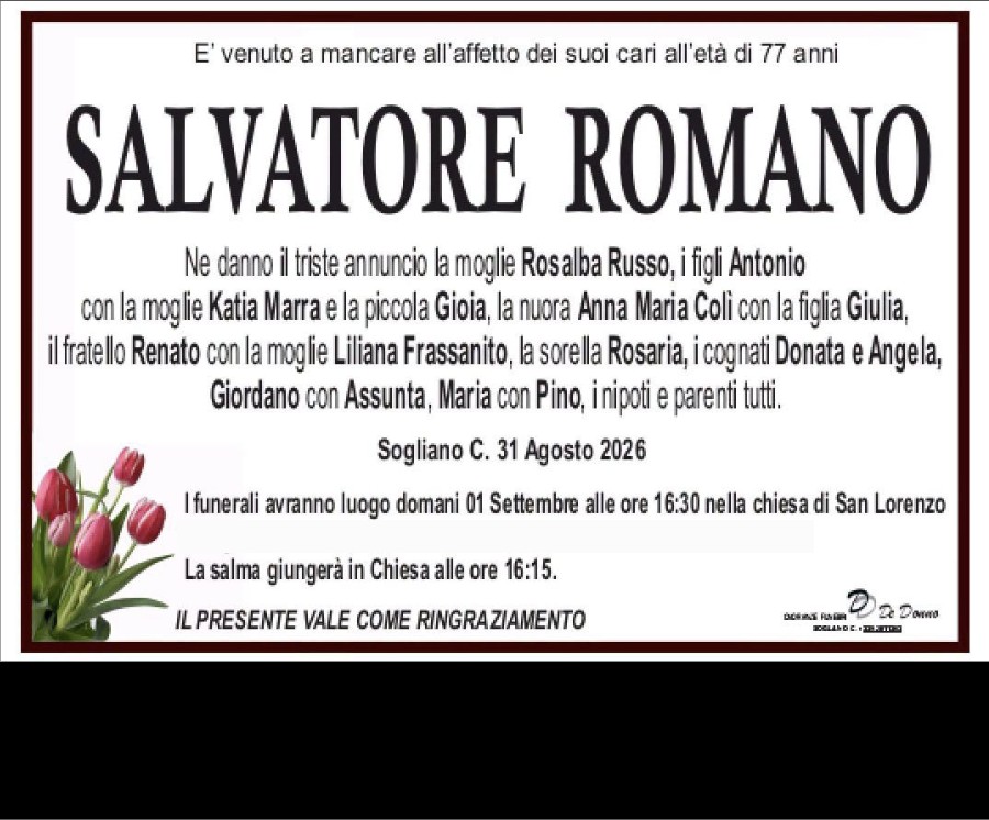 Necrologio di Salvatore Romano