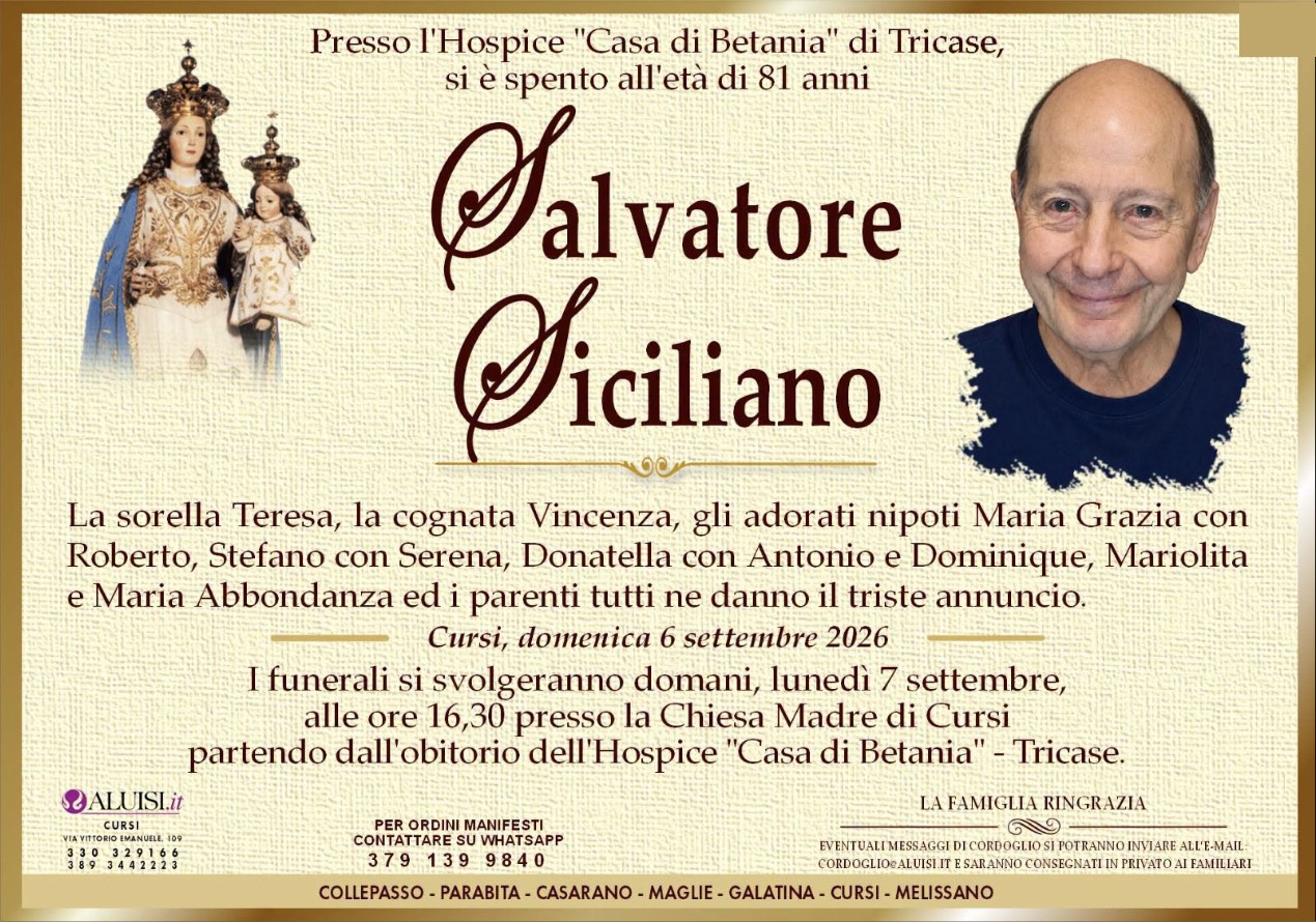 Necrologio di Salvatore Siciliano