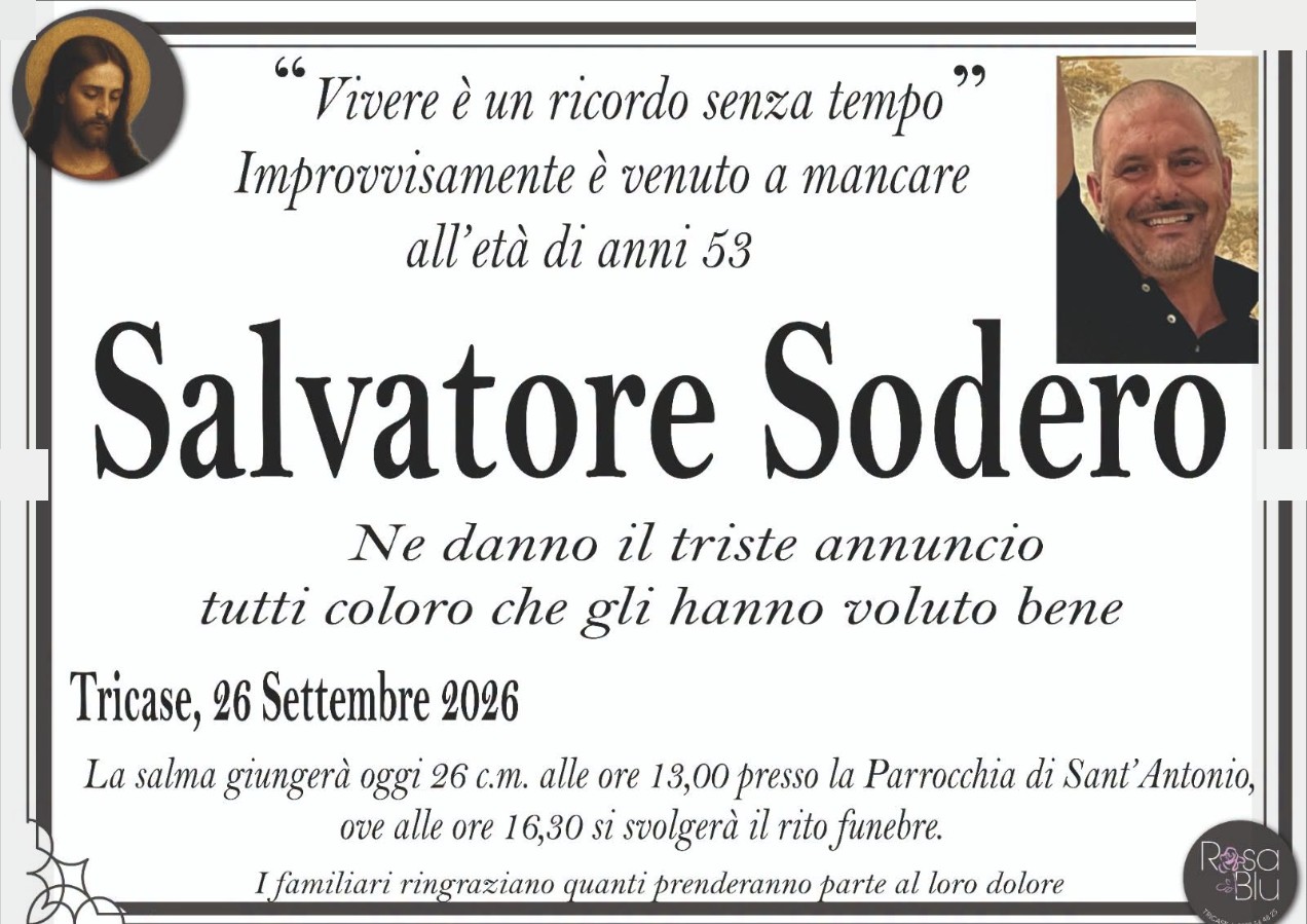 Necrologio di Salvatore Sodero