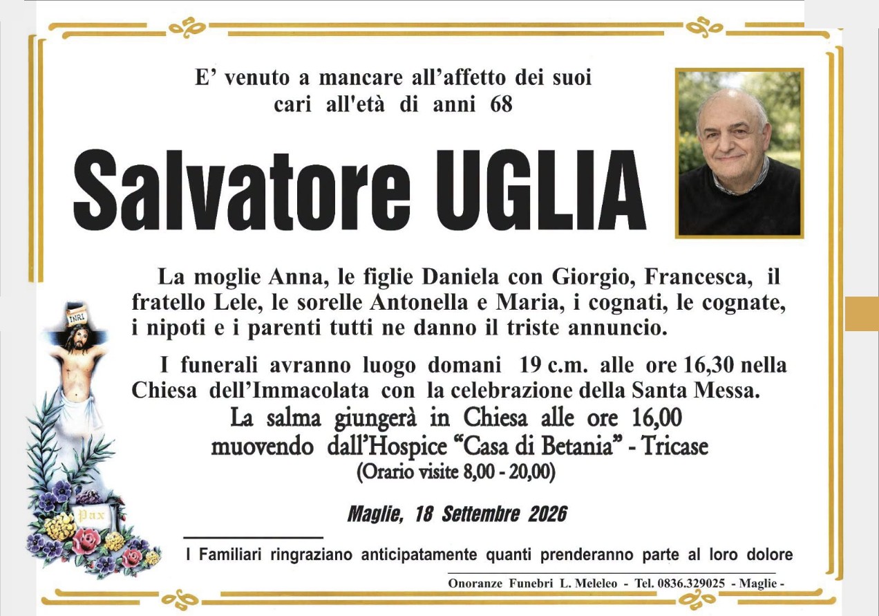 Necrologio di Salvatore Uglia