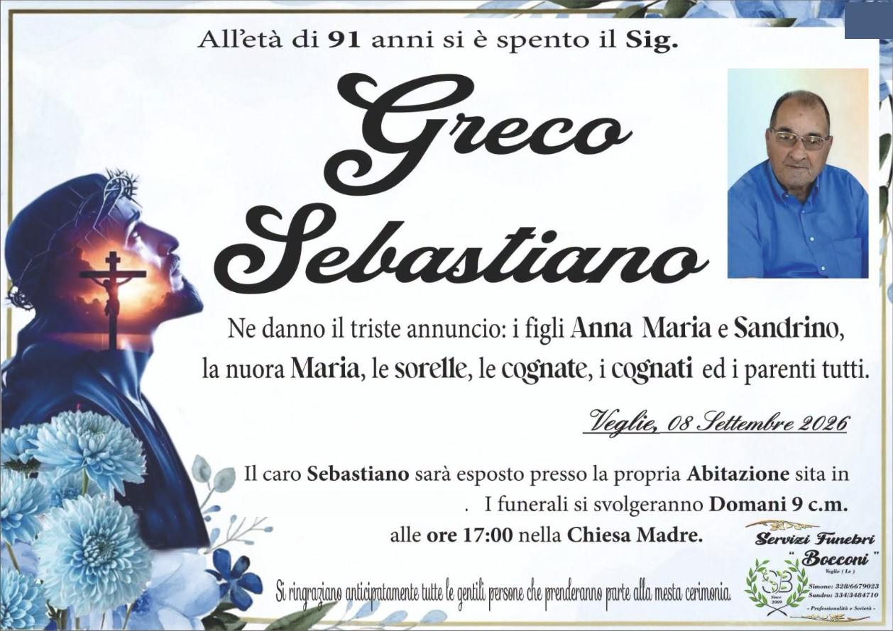 Necrologio di Sebastiano Greco