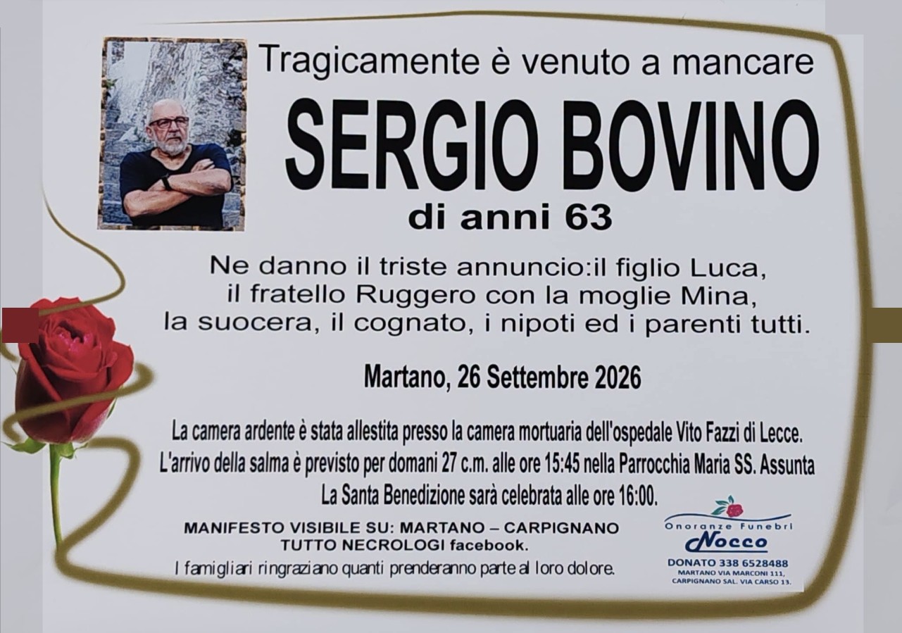 Necrologio di Sergio Bovino