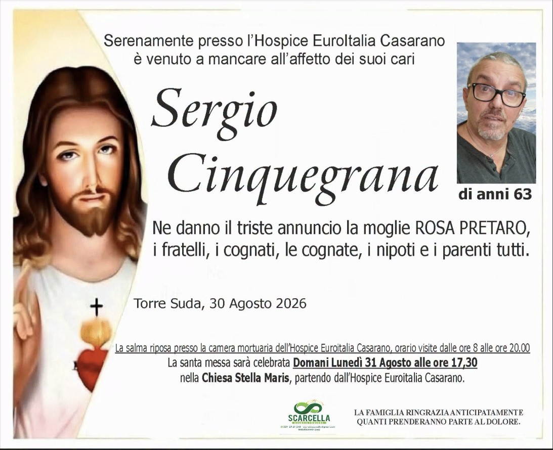 Necrologio di Sergio Cinquegrana