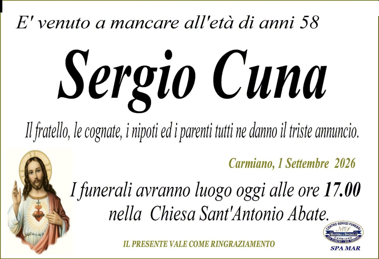 Necrologio di Sergio Cuna