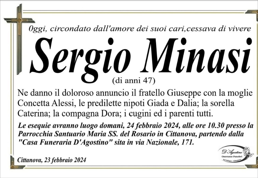 Necrologio di Sergio Minasi